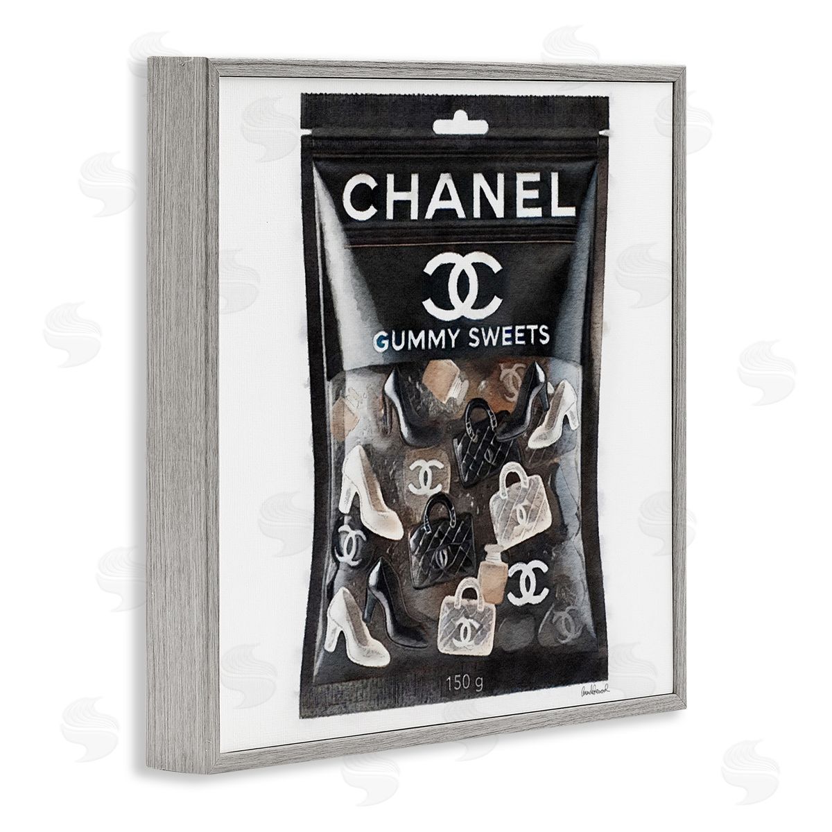 Chic Fashion Candy Grey Frame Print Wall Art, Home Decor by Amanda Greenwood