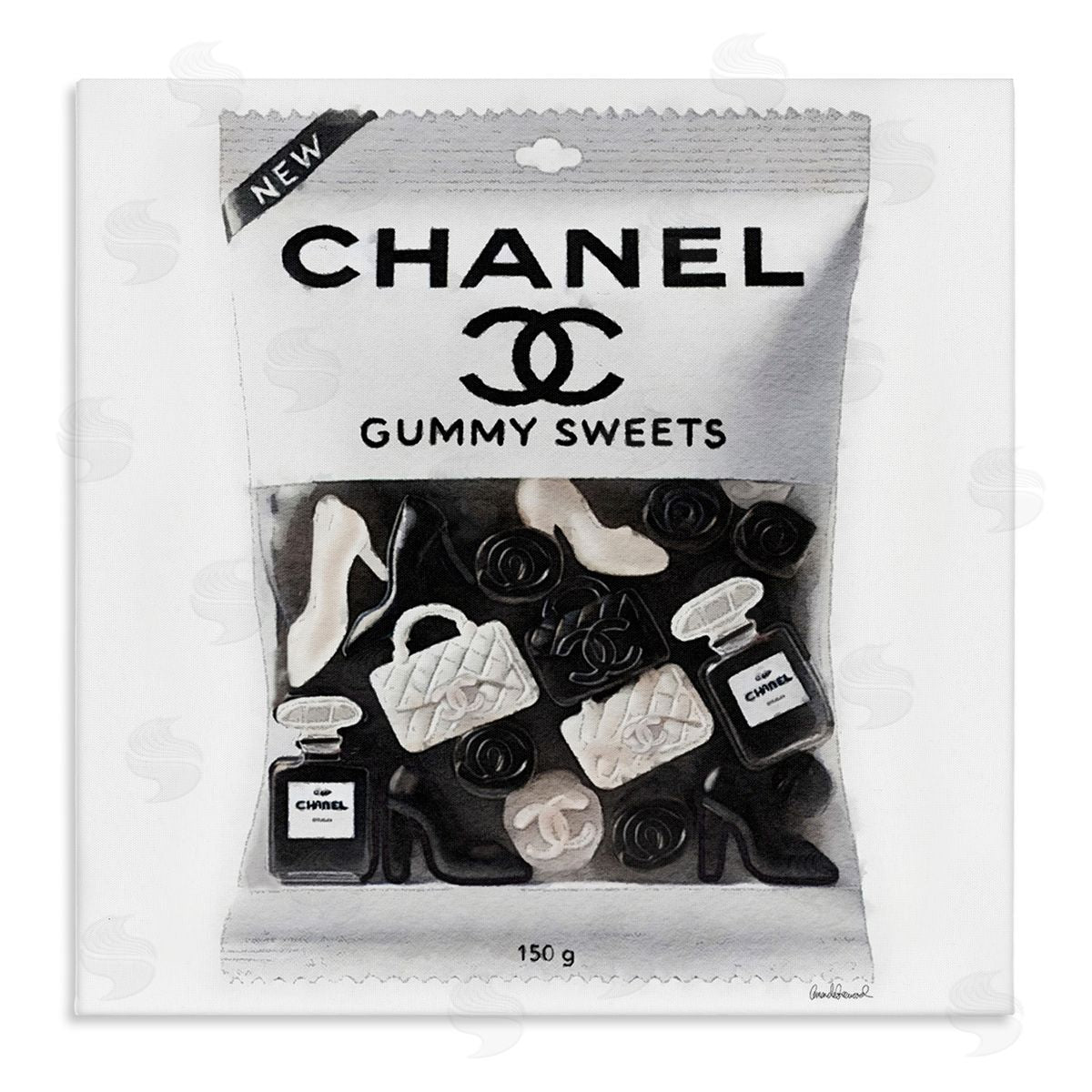 White & Black Fashion Candy Canvas Wall Art, Home Decor by Amanda Greenwood