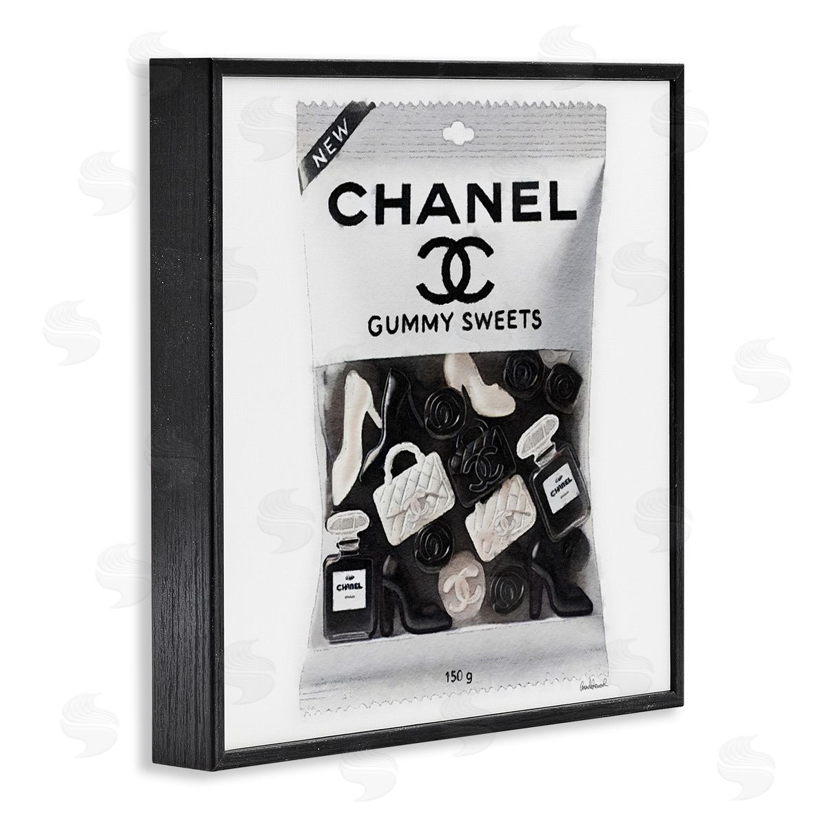White & Black Fashion Candy Black Frame Print Wall Art, Home Decor by Amanda Greenwood