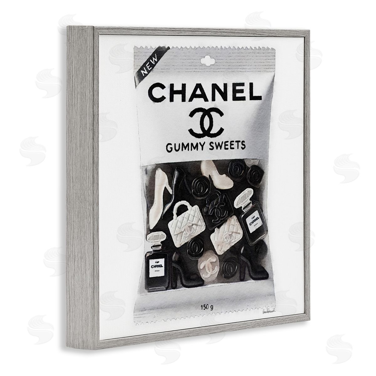 White & Black Fashion Candy Grey Frame Print Wall Art, Home Decor by Amanda Greenwood