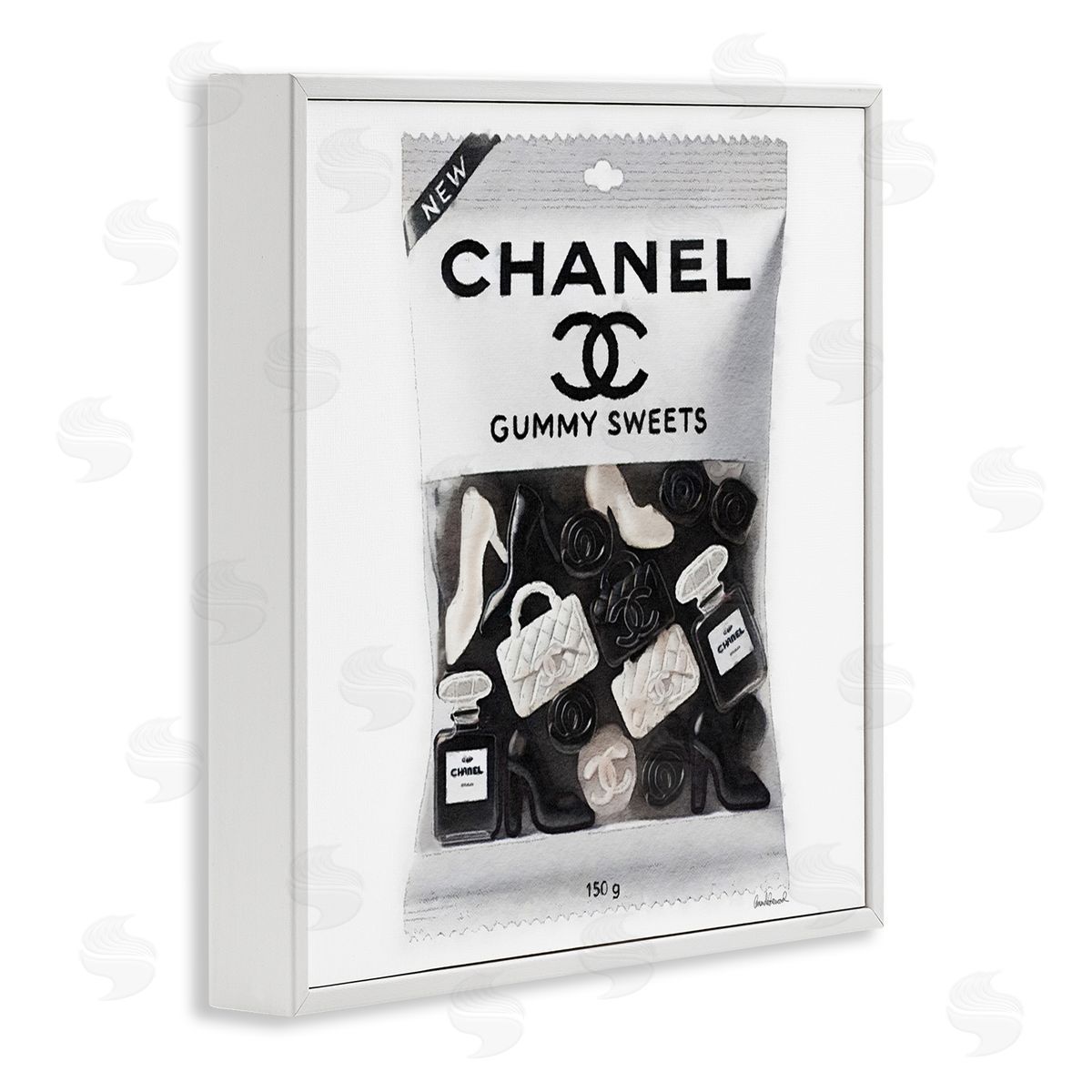 White & Black Fashion Candy White Frame Print Wall Art, Home Decor by Amanda Greenwood