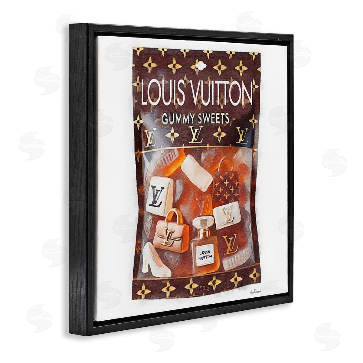 Glam Gummy Sweets Black Floating Frame Canvas Wall Art, Home Decor by Amanda Greenwood