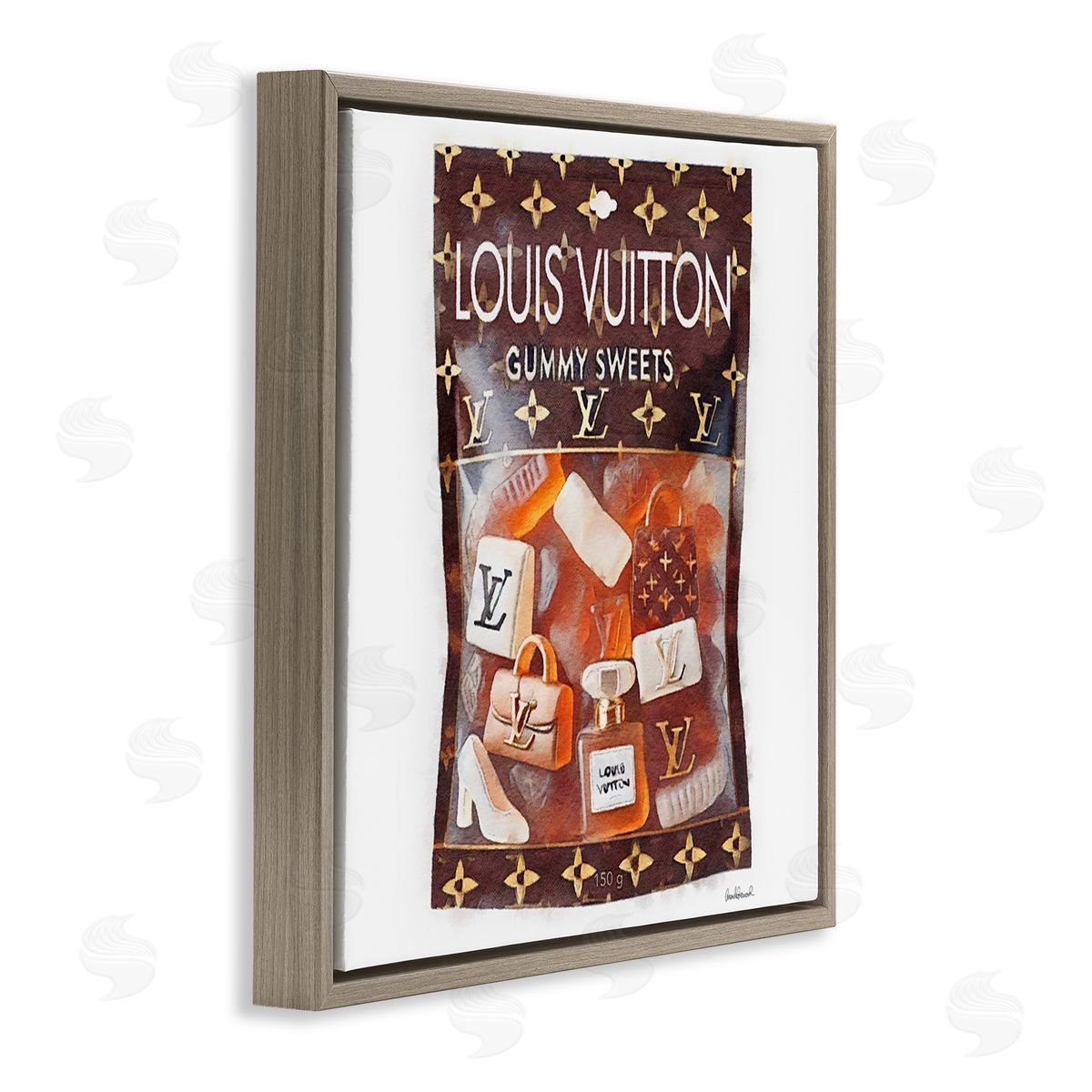 Glam Gummy Sweets Brown Floating Frame Canvas Wall Art, Home Decor by Amanda Greenwood