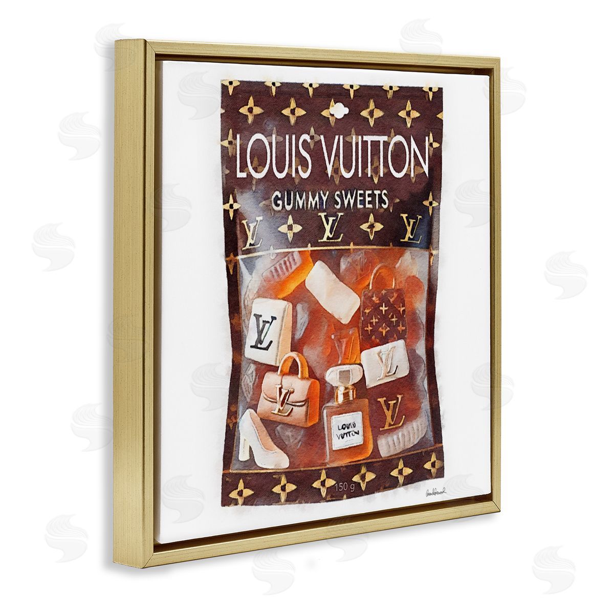 Glam Gummy Sweets Gold Floating Frame Canvas Wall Art, Home Decor by Amanda Greenwood