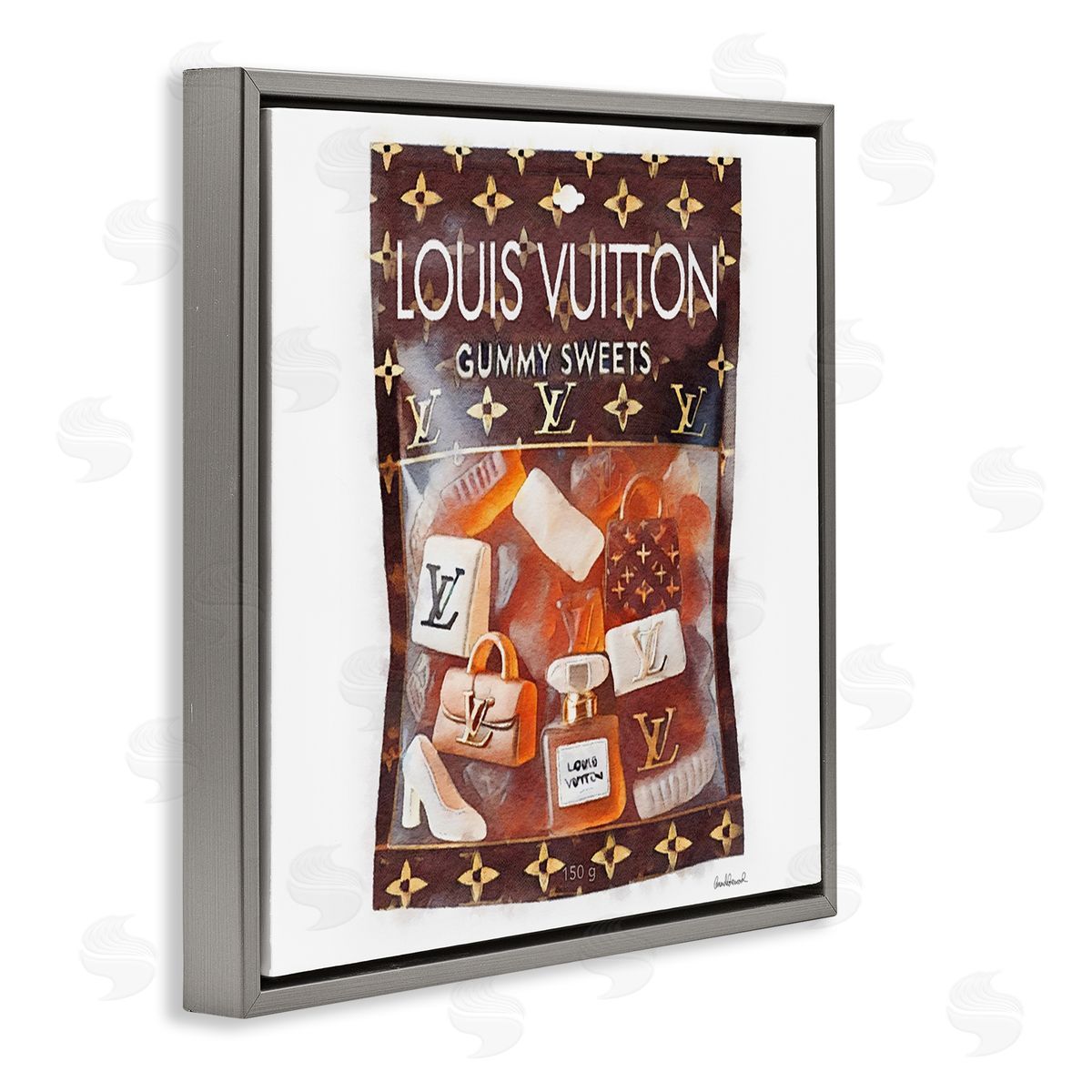 Glam Gummy Sweets Grey Floating Frame Canvas Wall Art, Home Decor by Amanda Greenwood