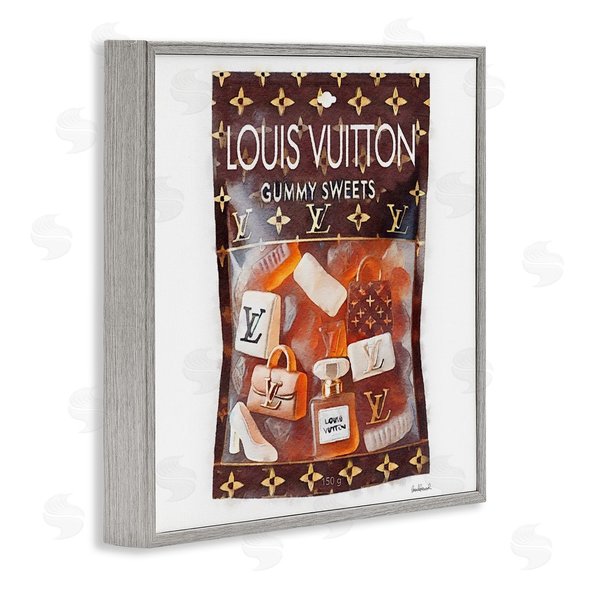 Glam Gummy Sweets Grey Frame Print Wall Art, Home Decor by Amanda Greenwood