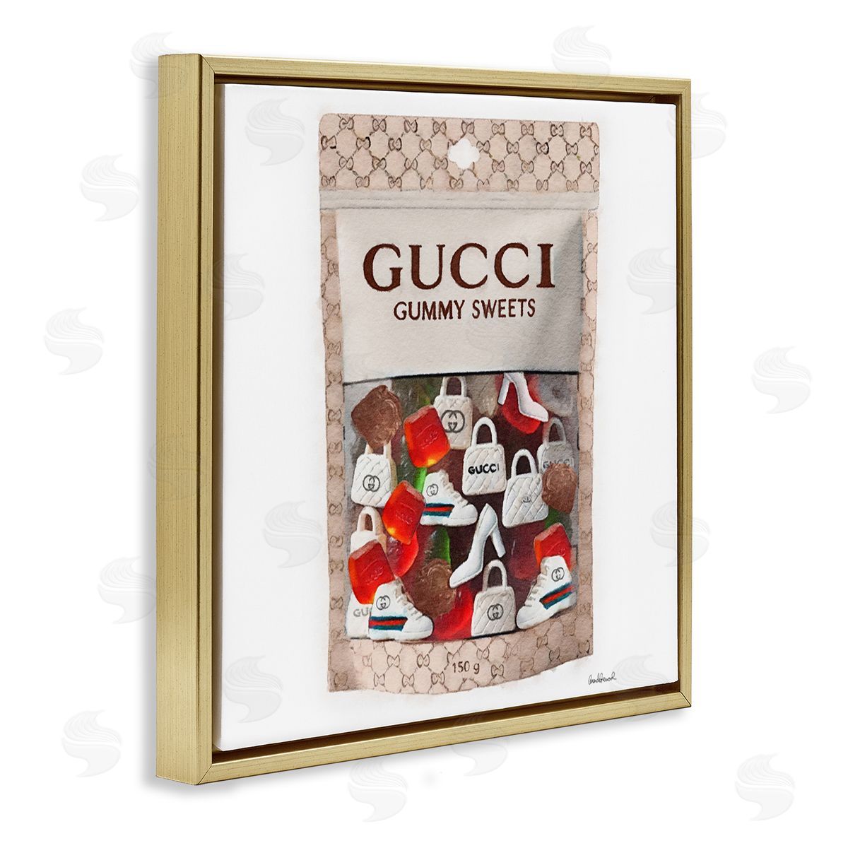 Glam Fashion Candies Gold Floating Frame Canvas Wall Art, Home Decor by Amanda Greenwood