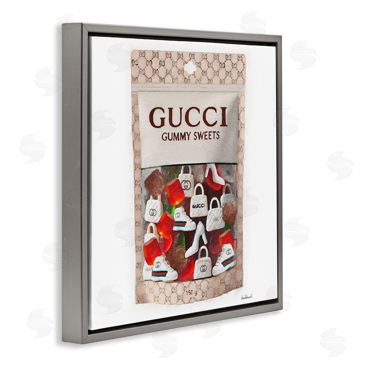 Glam Fashion Candies Grey Floating Frame Canvas Wall Art, Home Decor by Amanda Greenwood