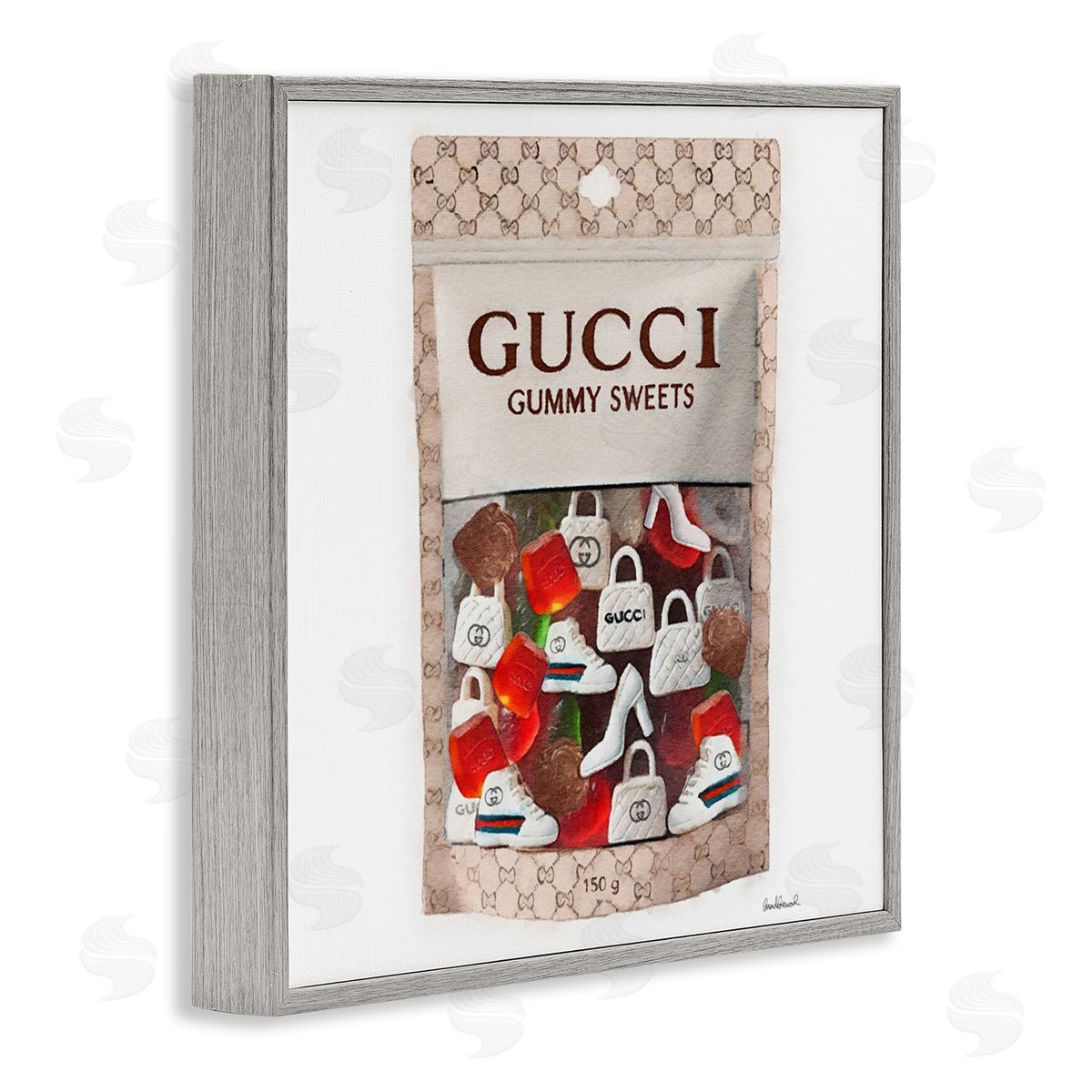 Glam Fashion Candies Grey Frame Print Wall Art, Home Decor by Amanda Greenwood