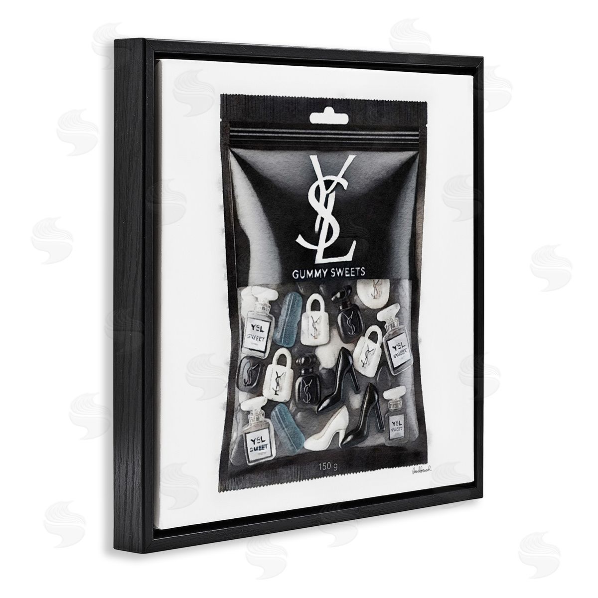 Black Glam Candies Black Floating Frame Canvas Wall Art, Home Decor by Amanda Greenwood