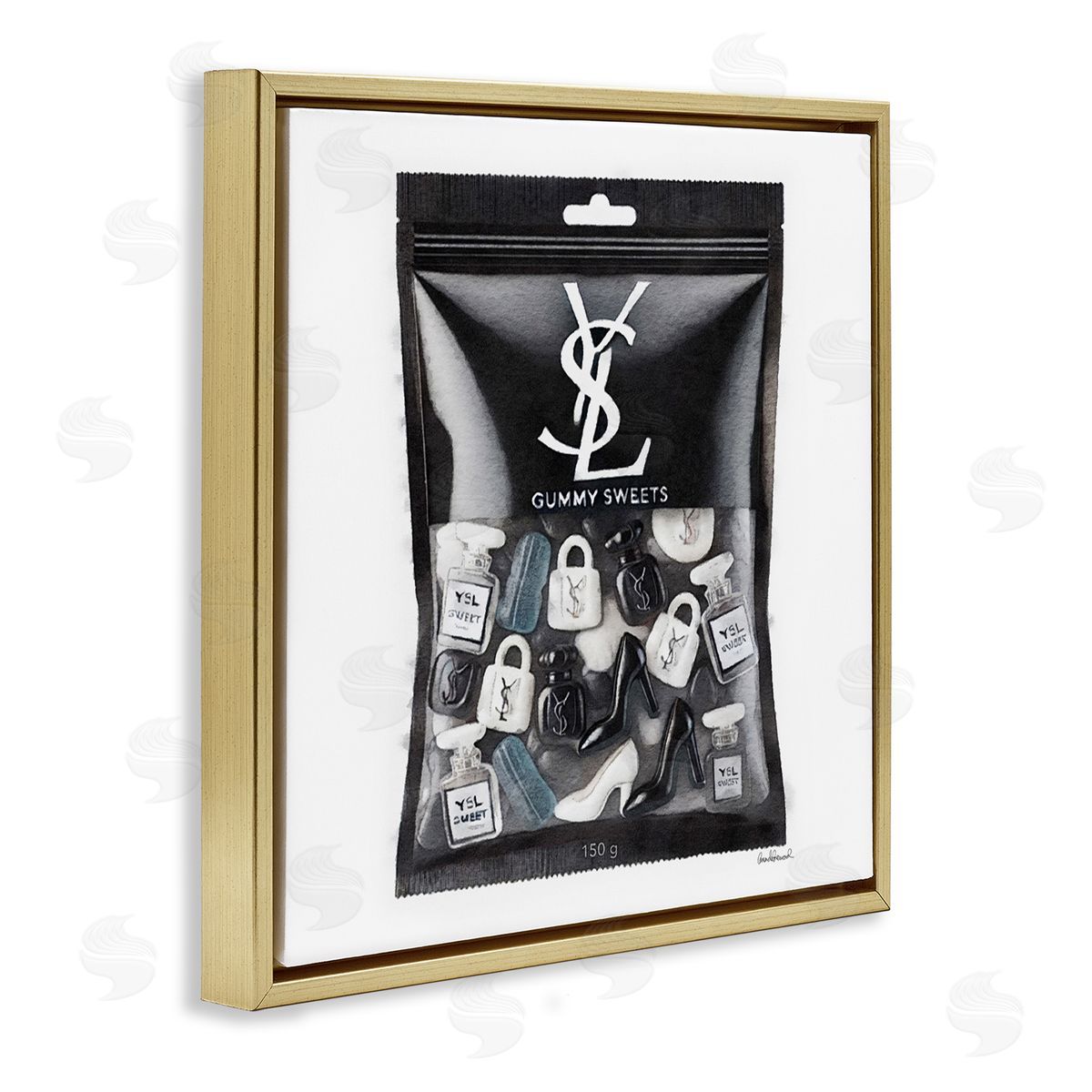 Black Glam Candies Gold Floating Frame Canvas Wall Art, Home Decor by Amanda Greenwood