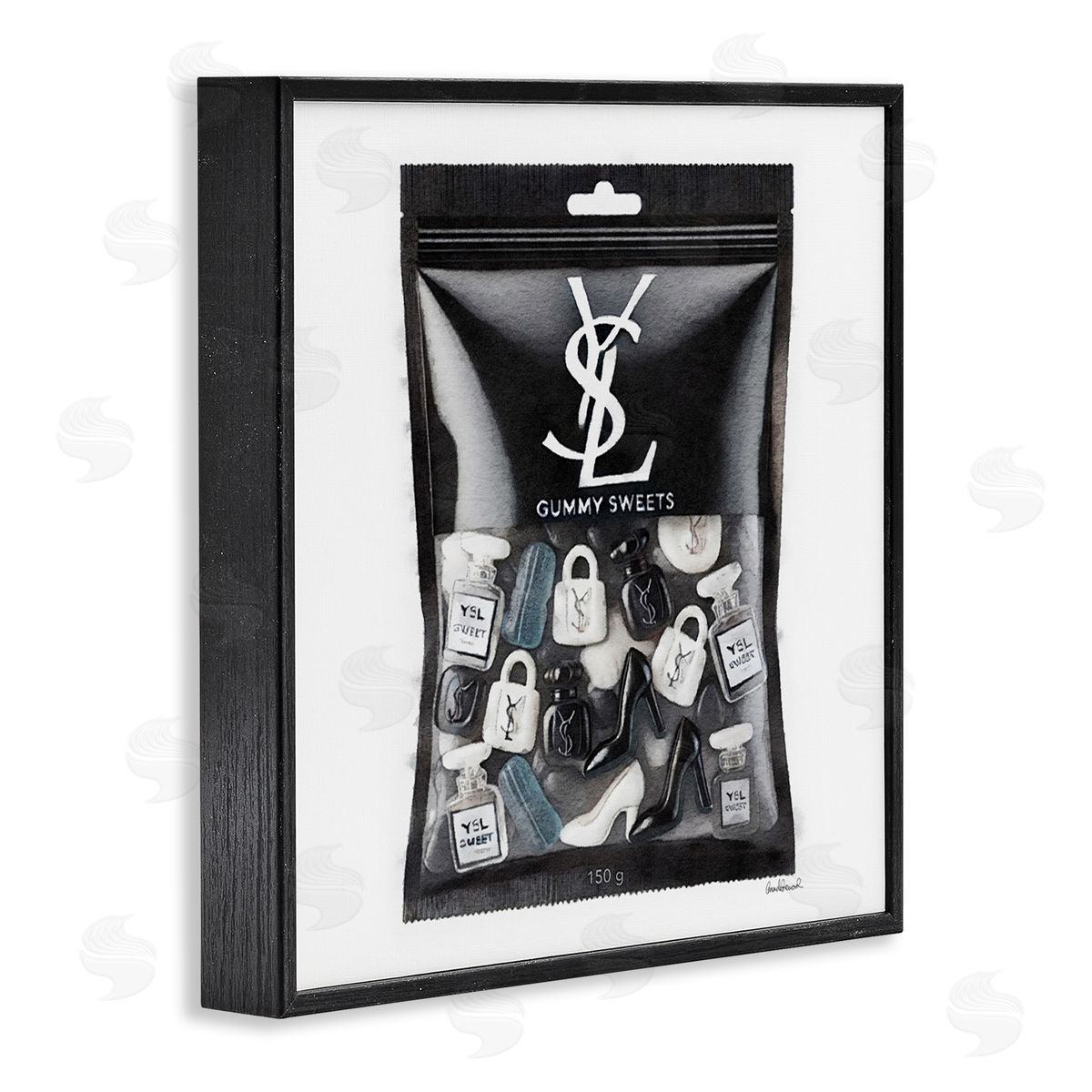 Black Glam Candies Black Frame Print Wall Art, Home Decor by Amanda Greenwood