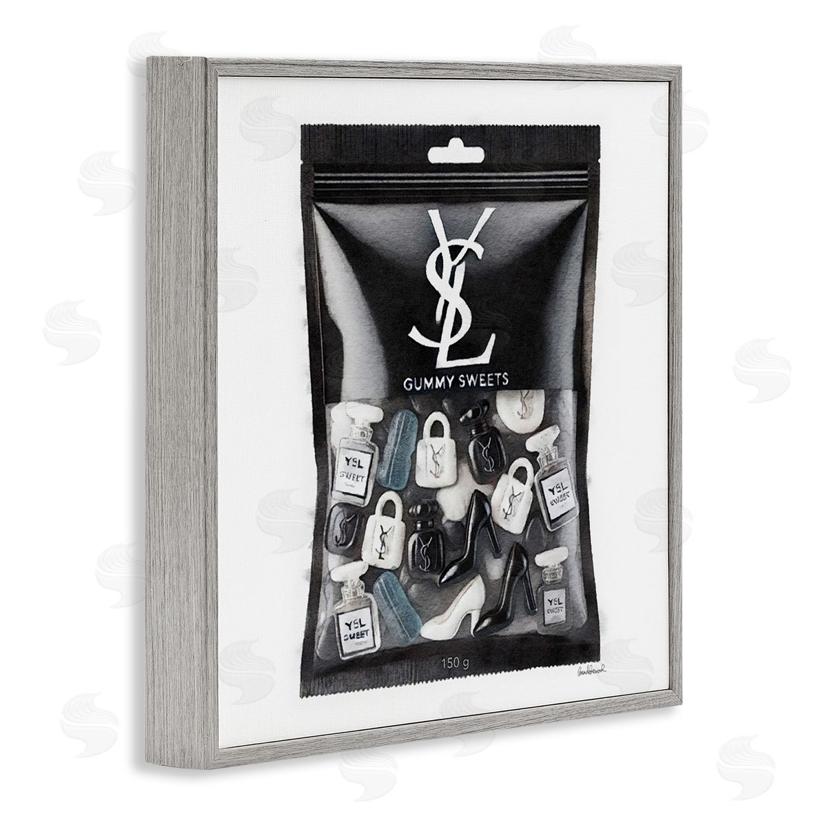 Black Glam Candies Grey Frame Print Wall Art, Home Decor by Amanda Greenwood