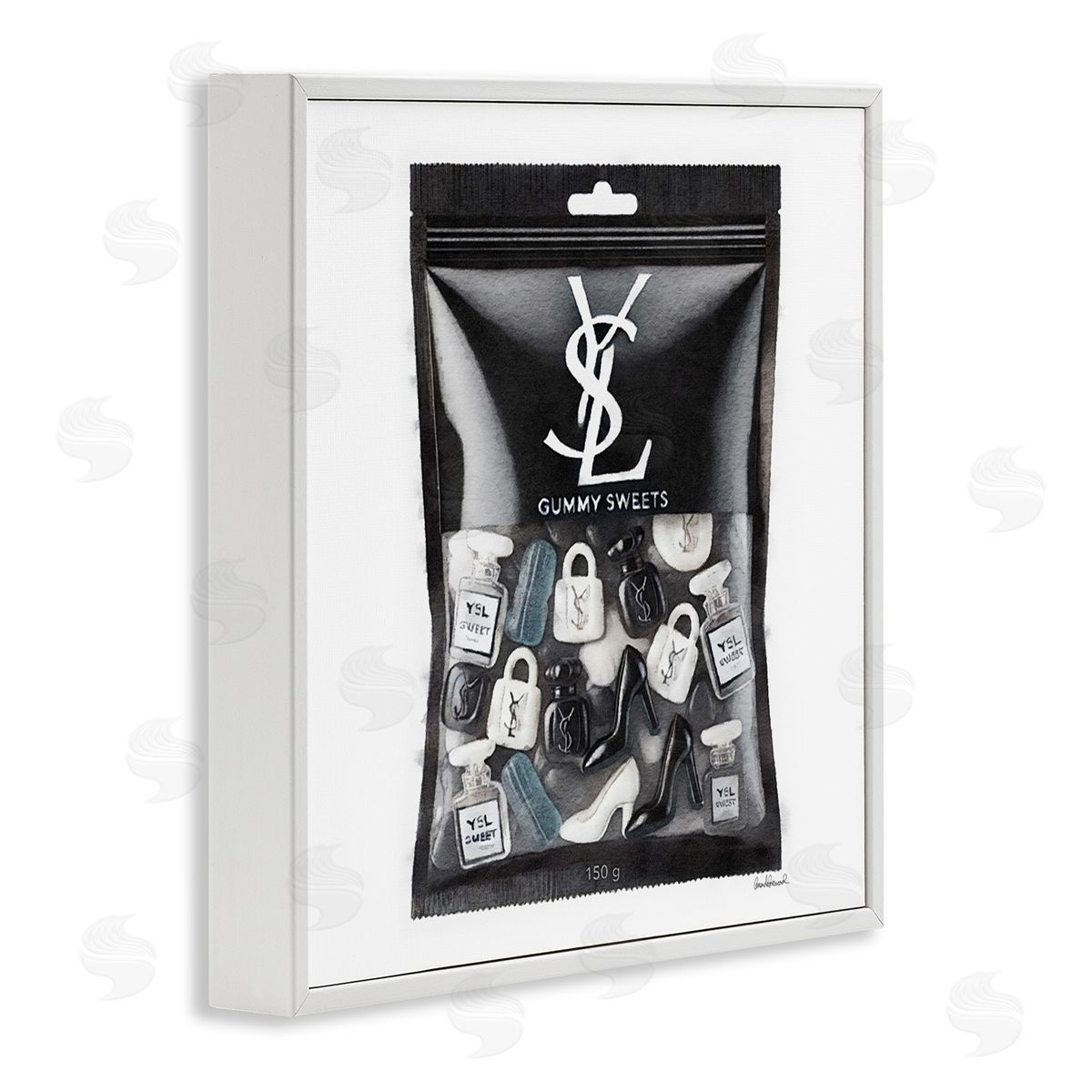 Black Glam Candies White Frame Print Wall Art, Home Decor by Amanda Greenwood