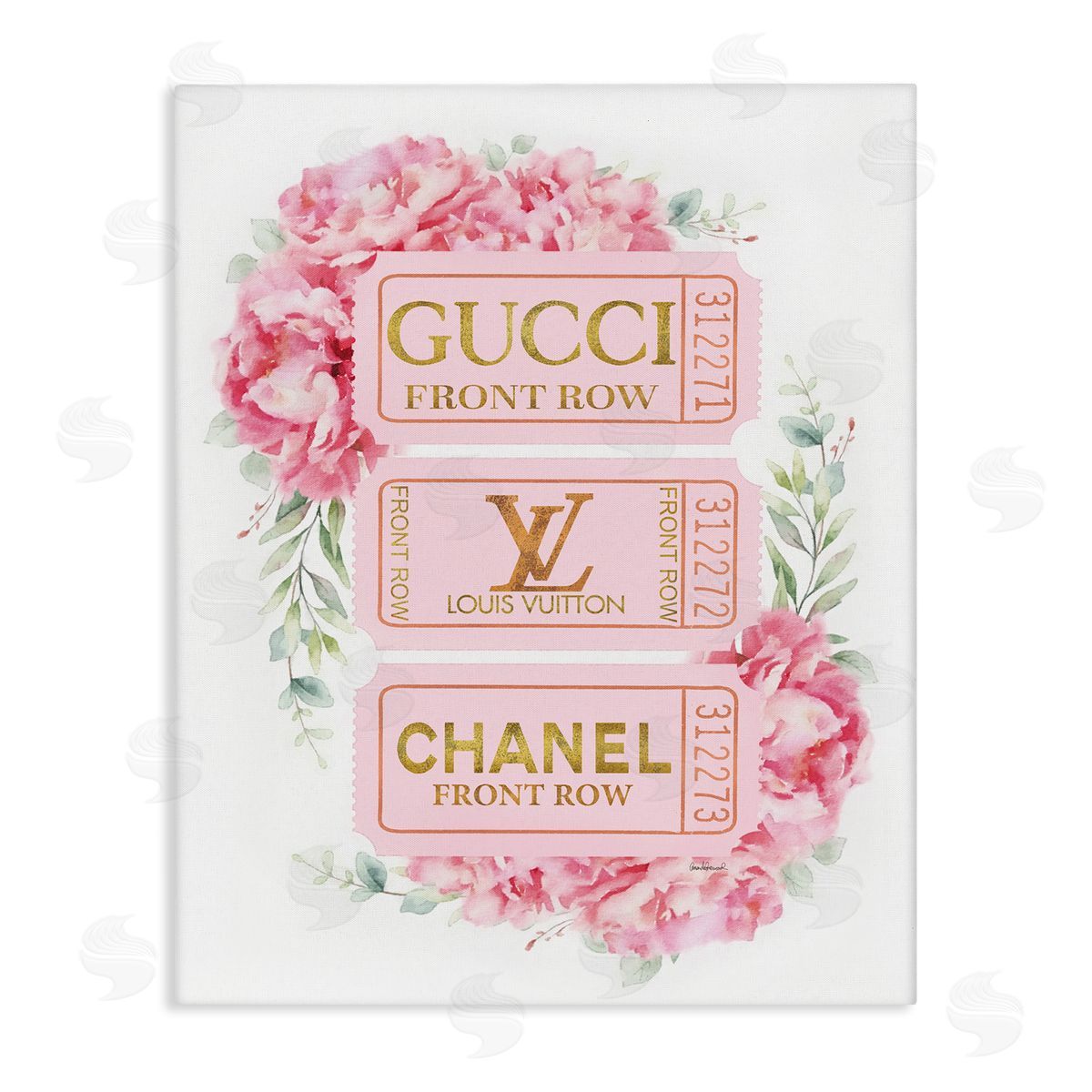 Pink & Gold Glam Tickets Canvas Wall Art, Home Decor by Amanda Greenwood