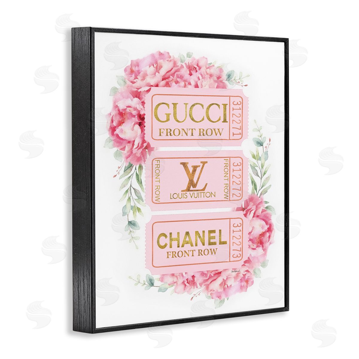 Pink & Gold Glam Tickets Black Frame Print Wall Art, Home Decor by Amanda Greenwood