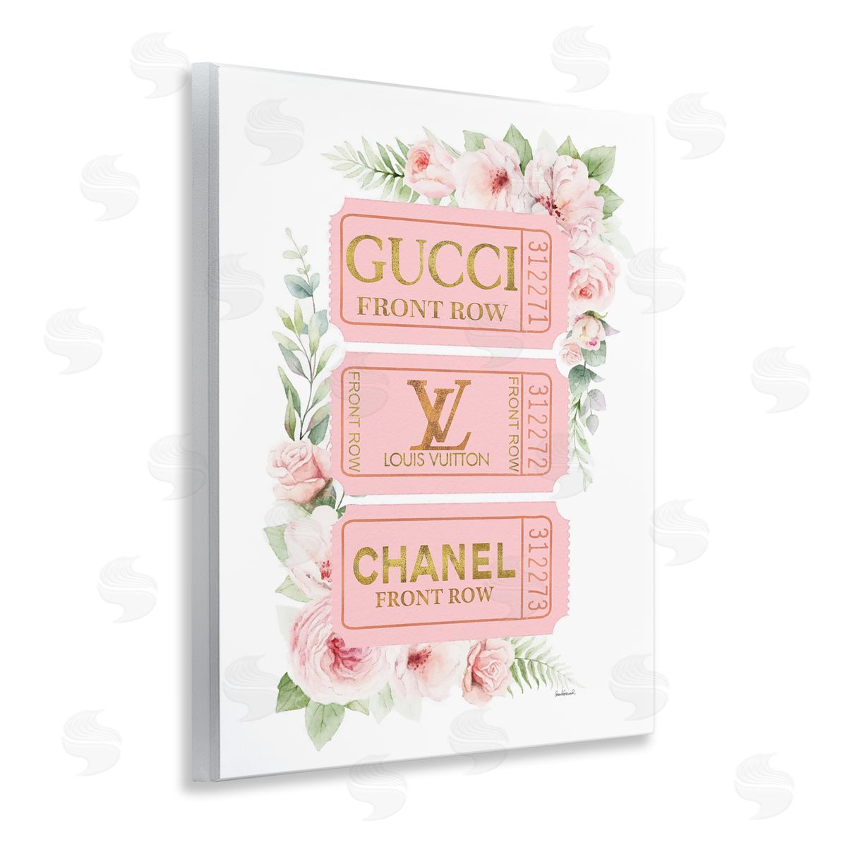 Chic Floral Glam Tickets Wood Plaque Wall Art, Home Decor by Amanda Greenwood