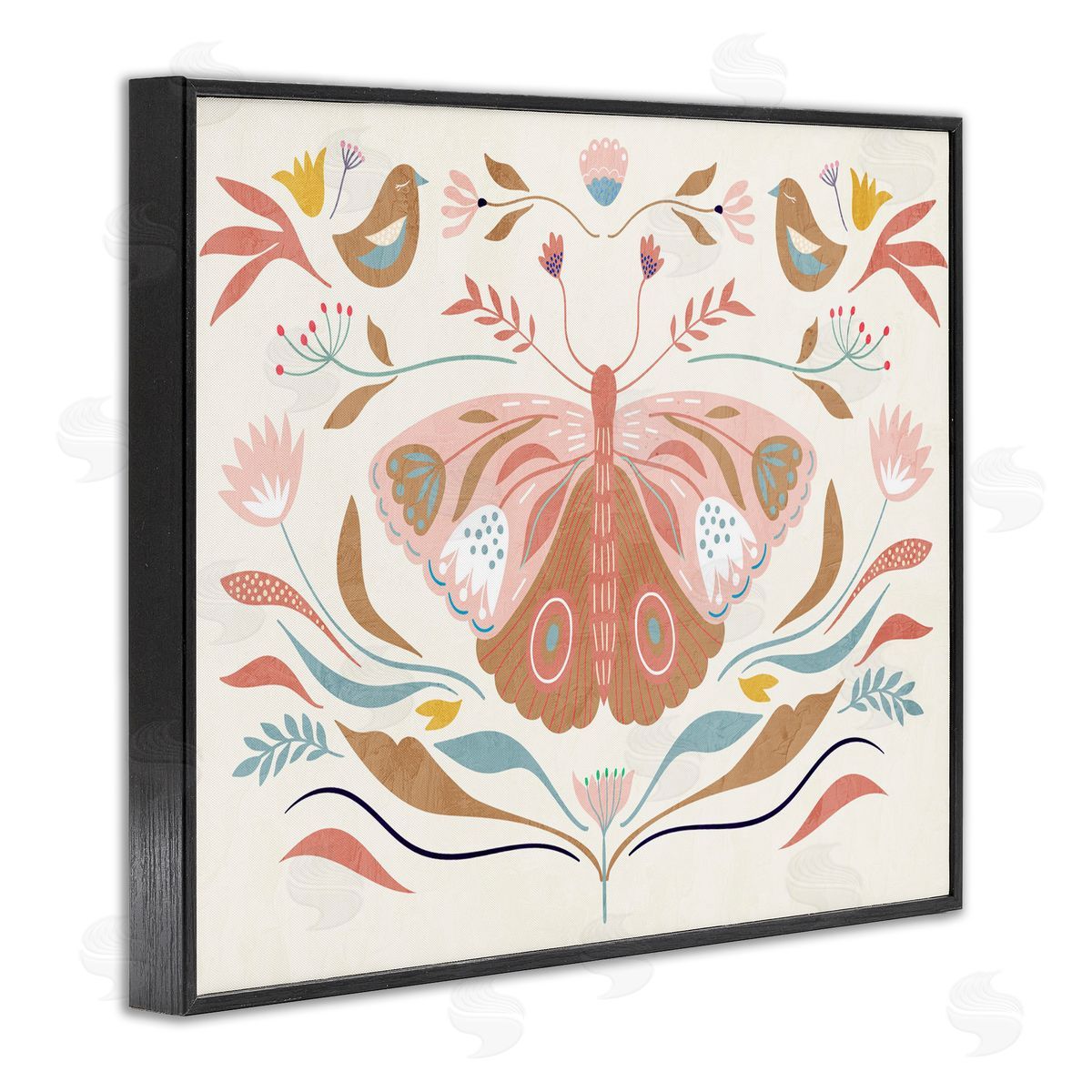 Boho Folk Moth Black Frame Print Wall Art, Home Decor by Kim Allen