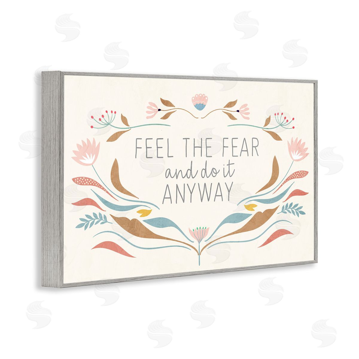 Feel The Fear Inspirational Grey Frame Print Wall Art, Home Decor by Kim Allen