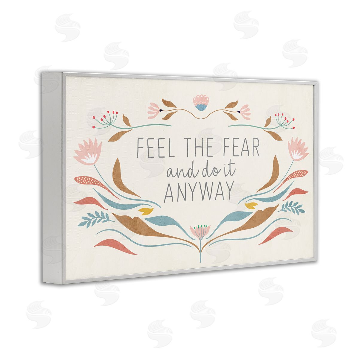 Feel The Fear Inspirational White Frame Print Wall Art, Home Decor by Kim Allen