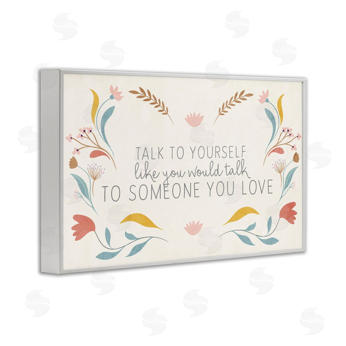 Floral Self Love Inspirational White Frame Print Wall Art, Home Decor by Kim Allen