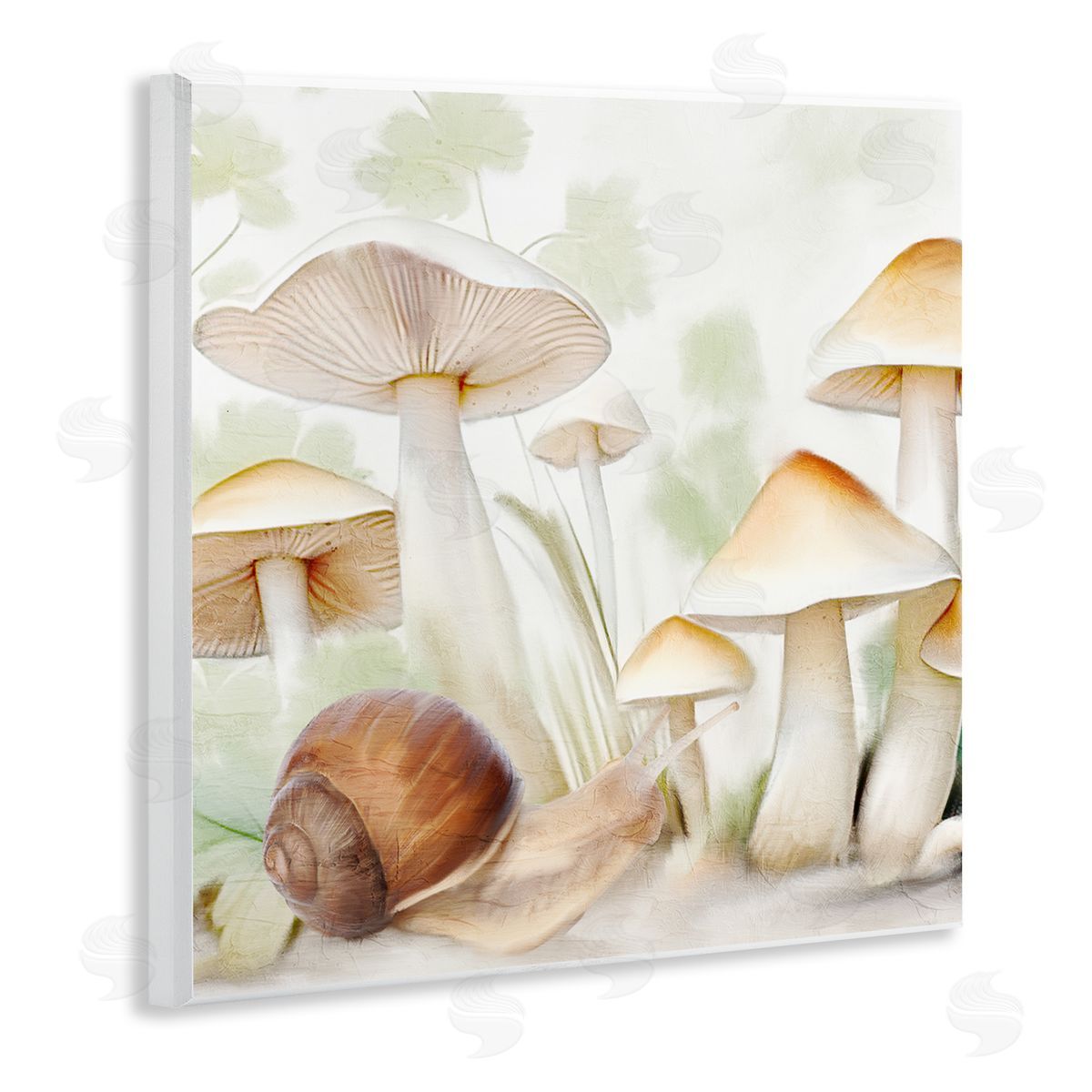 Snail Among Mushrooms Wood Plaque Wall Art, Home Decor by Kim Allen