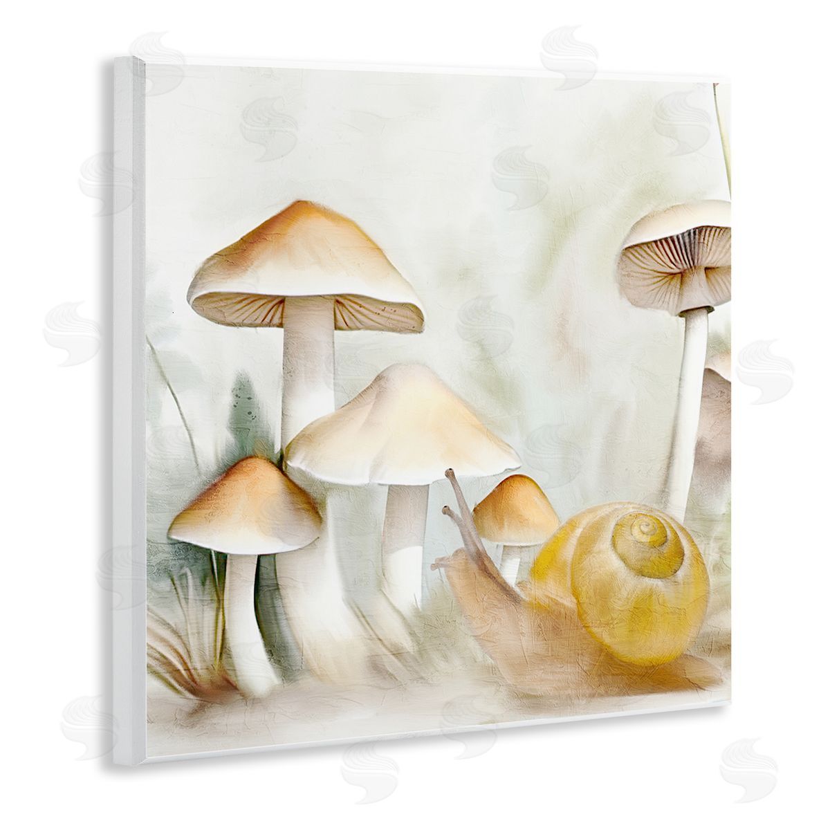 Snail & Natural Mushrooms Wood Plaque Wall Art, Home Decor by Kim Allen