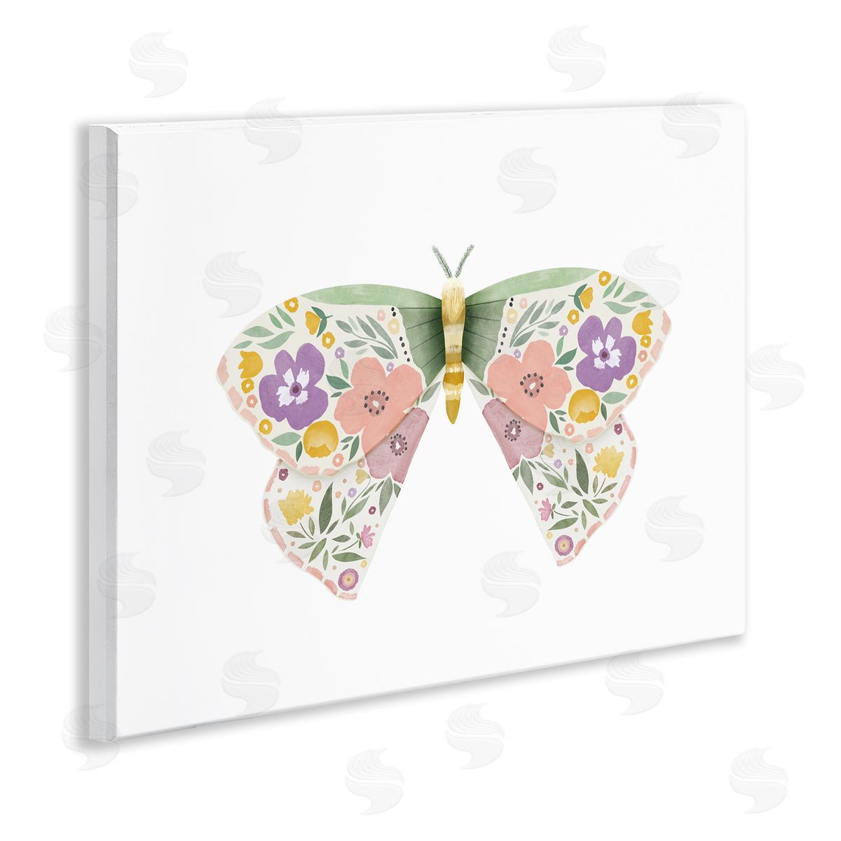 Marigold Floral Moth Wood Plaque Wall Art, Home Decor by Leah Straatsma