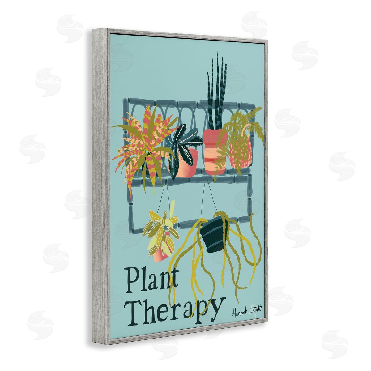 Plant Therapy Shelf Grey Frame Print Wall Art, Home Decor by Hannah Byatt