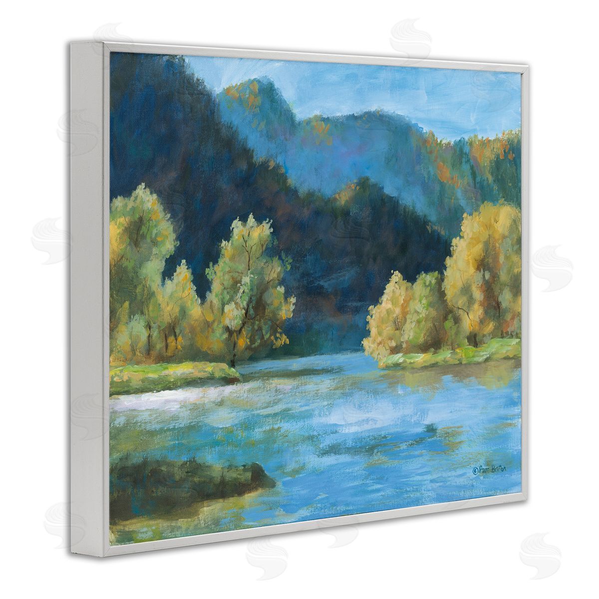 Blue Hued Mountains White Frame Print Wall Art, Home Decor by Pam Britton