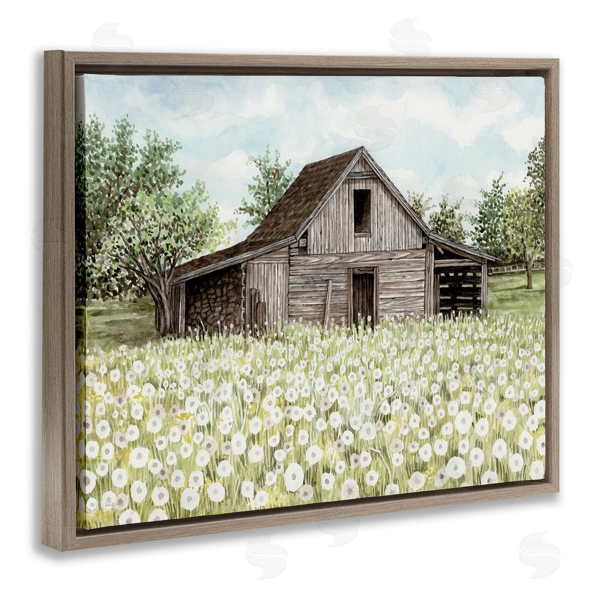 White Poppy Farm Meadow Brown Floating Frame Canvas Wall Art, Home Decor by Cindy Jacobs