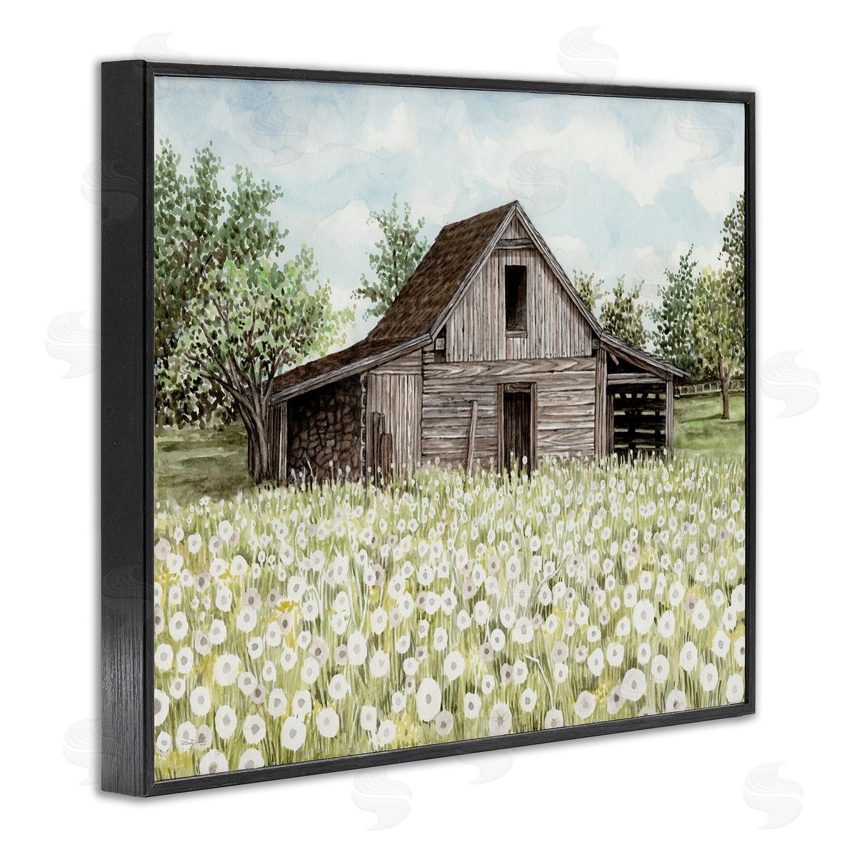 White Poppy Farm Meadow Black Frame Print Wall Art, Home Decor by Cindy Jacobs