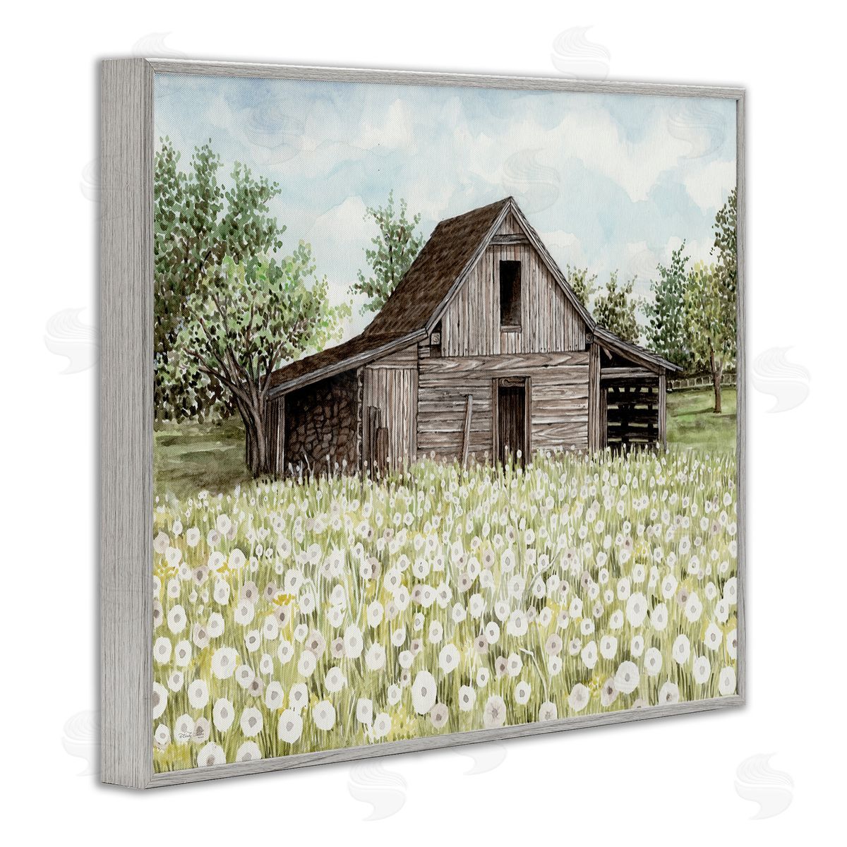White Poppy Farm Meadow Grey Frame Print Wall Art, Home Decor by Cindy Jacobs