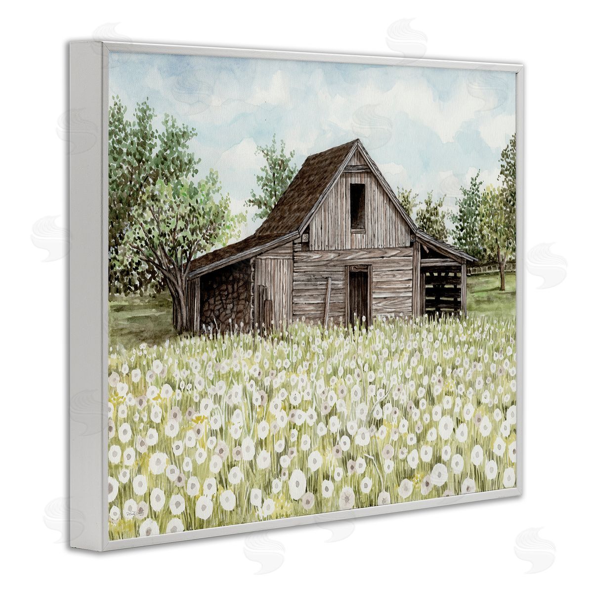 White Poppy Farm Meadow White Frame Print Wall Art, Home Decor by Cindy Jacobs