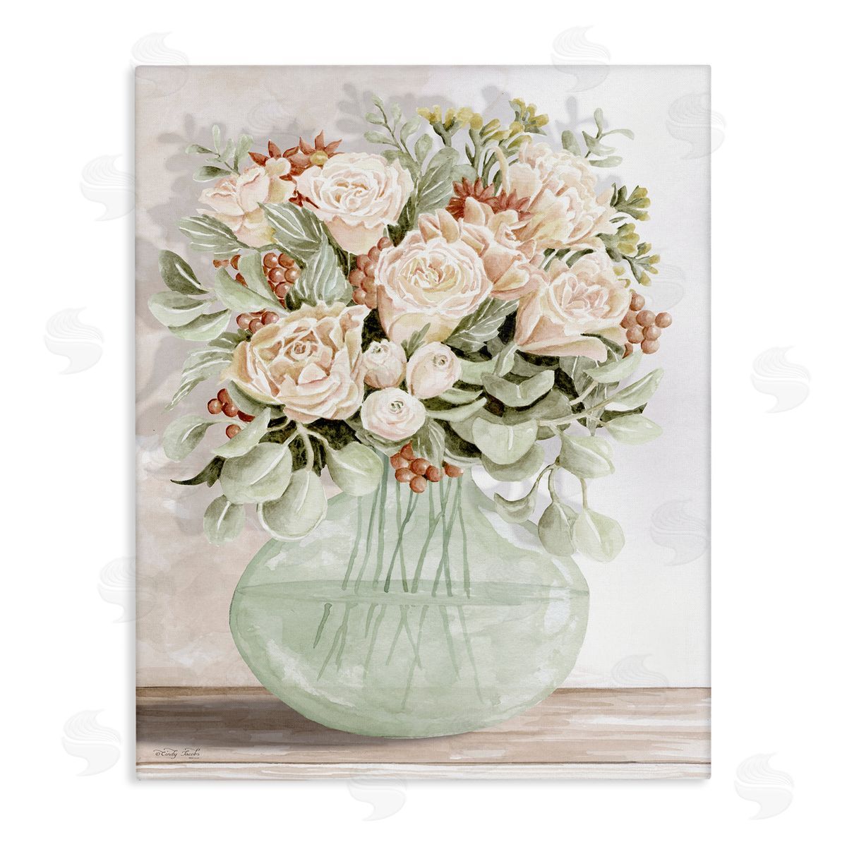 Rose & Herb Bouquet Canvas Wall Art, Home Decor by Cindy Jacobs