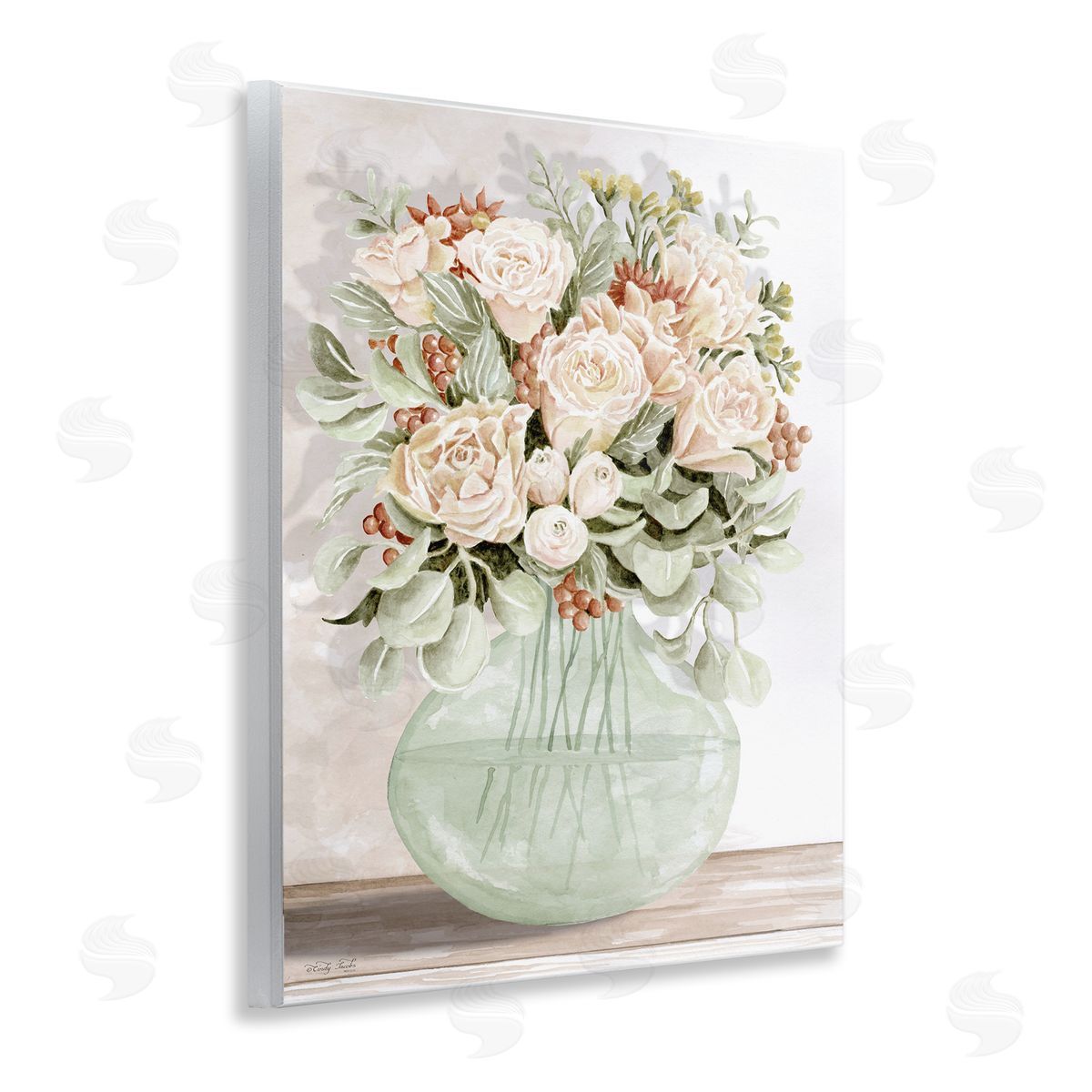 Rose & Herb Bouquet Wood Plaque Wall Art, Home Decor by Cindy Jacobs