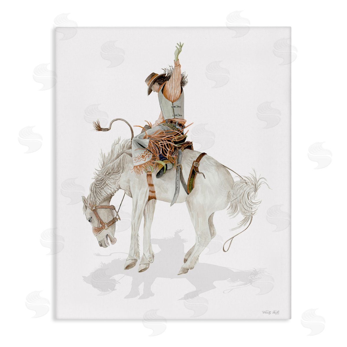 Cowgirl on Rearing Horse Canvas Wall Art, Home Decor by Cindy Jacobs