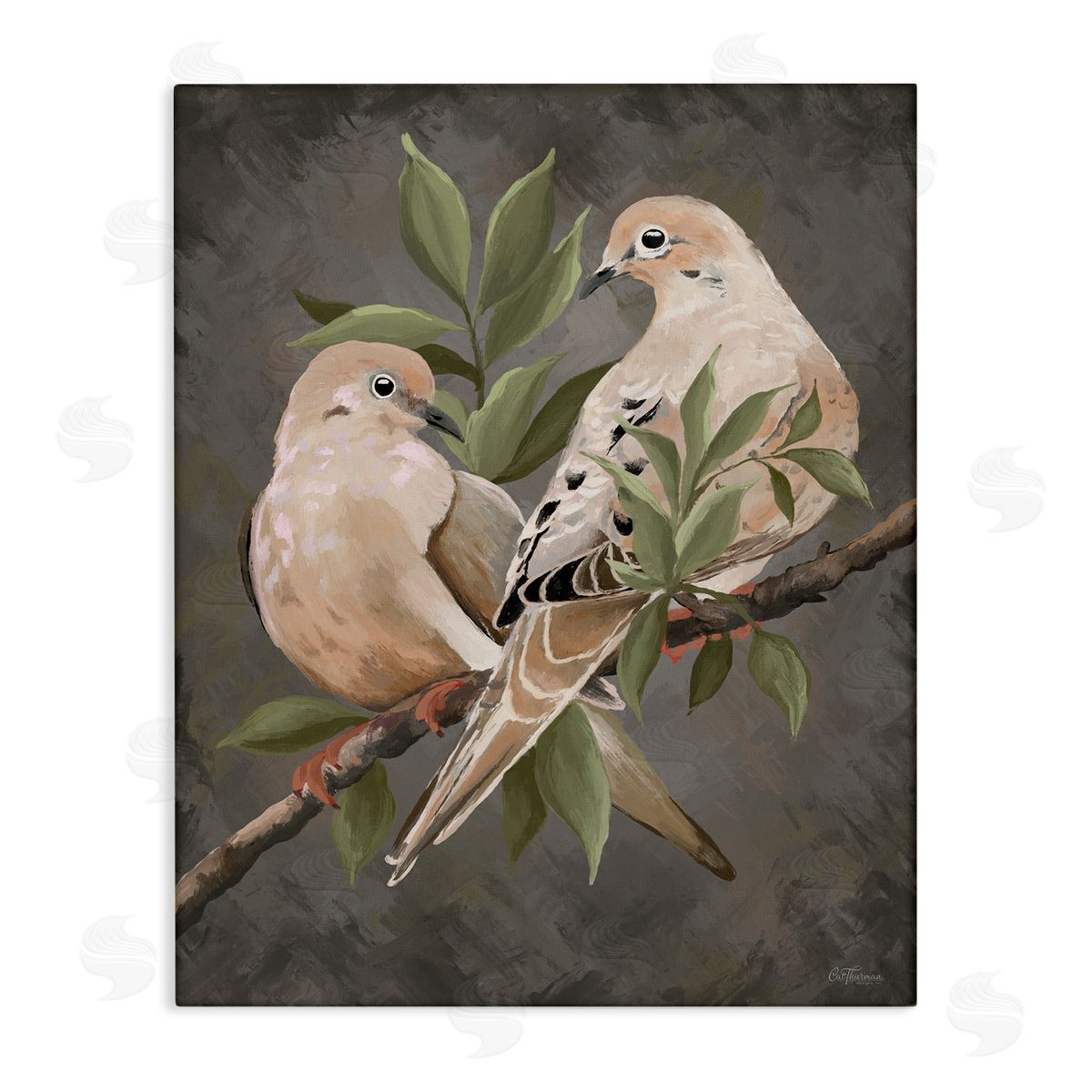 Bird Pair on Grey Canvas Wall Art, Home Decor by Cat Thurman Designs