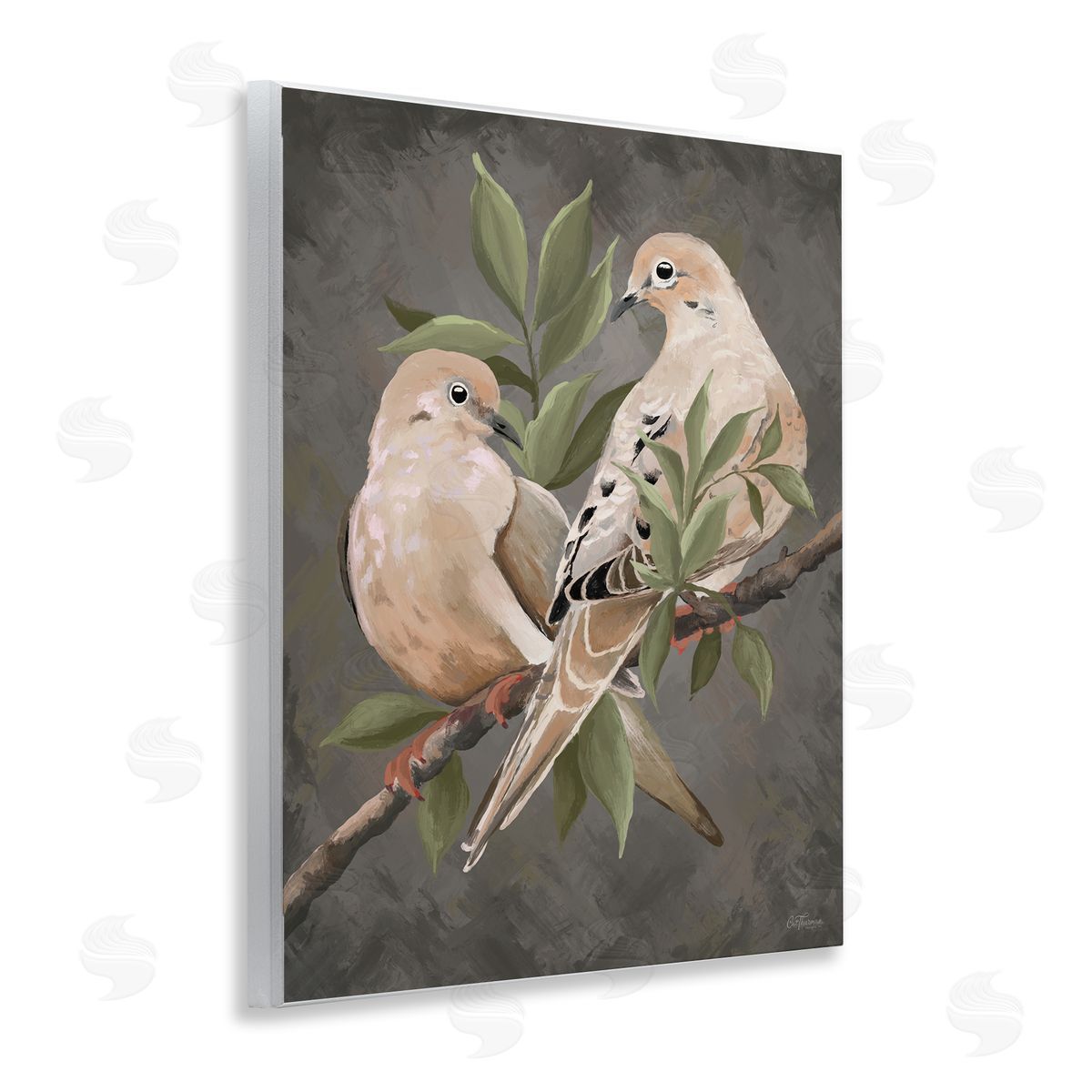Bird Pair on Grey Wood Plaque Wall Art, Home Decor by Cat Thurman Designs