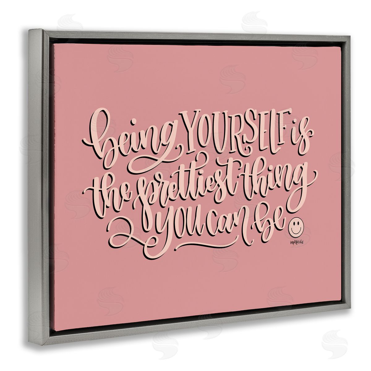 Being Yourself is Prettiest Grey Floating Frame Canvas Wall Art, Home Decor by Imperfect Dust