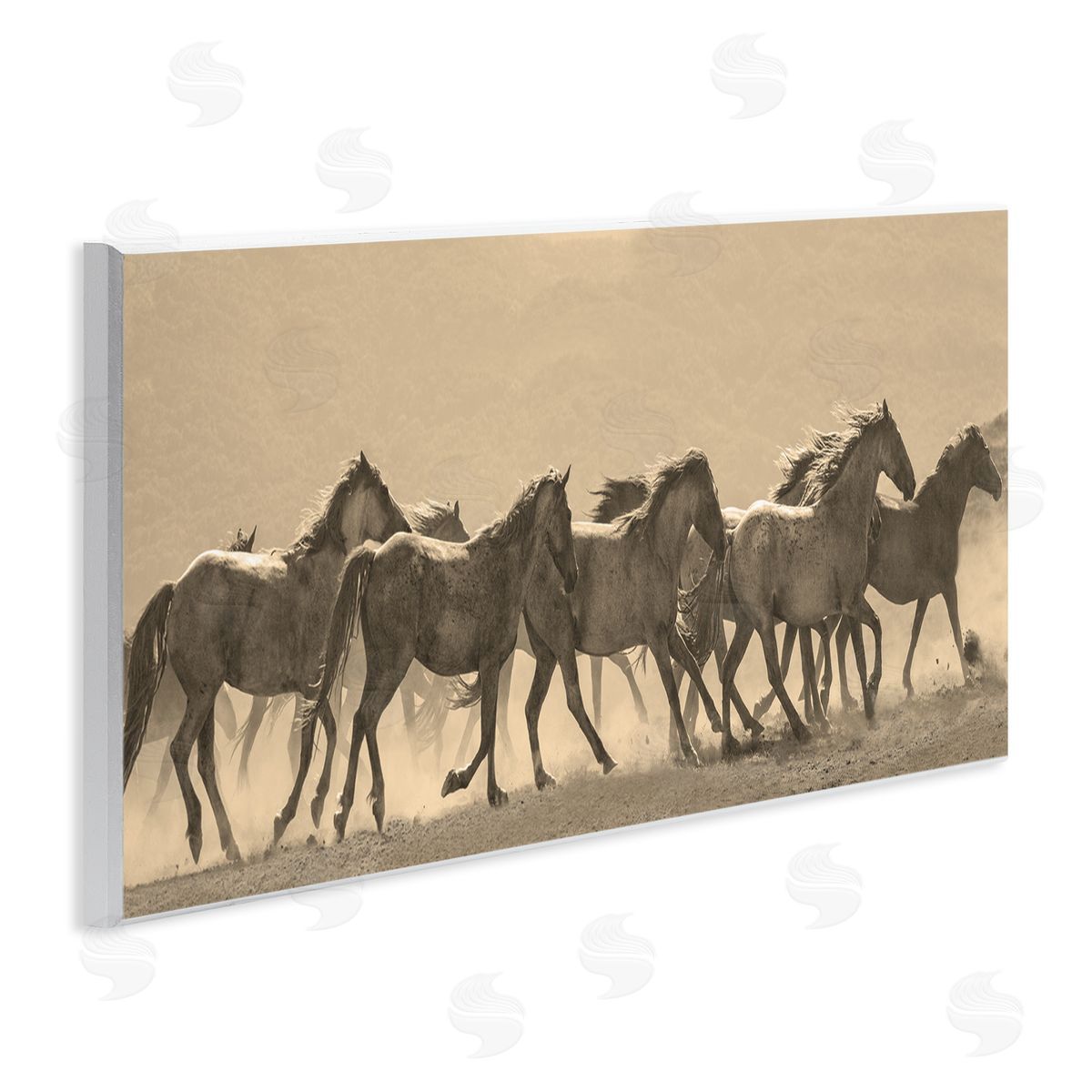Western Horses Gallop Wood Plaque Wall Art, Home Decor by JG Studio