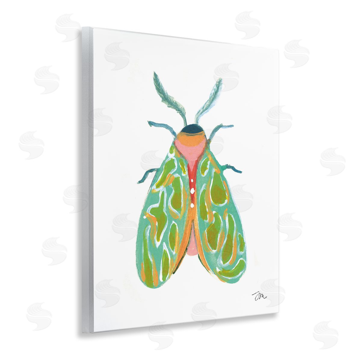 Green Pattern Moth Wood Plaque Wall Art, Home Decor by Jessica Mingo