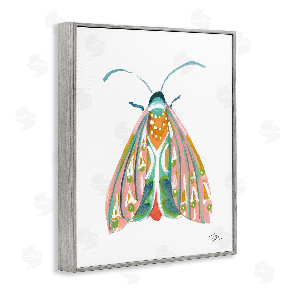 Delicate Insect on White Grey Frame Print Wall Art, Home Decor by Jessica Mingo