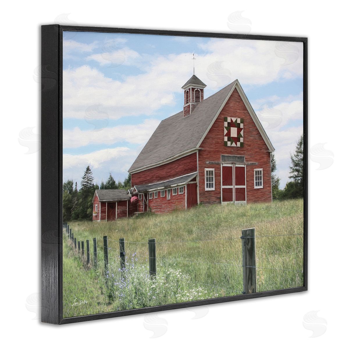 Rustic Barn Fence Posts Black Frame Print Wall Art, Home Decor by Lori Deiter