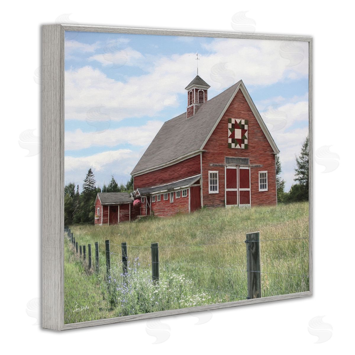 Rustic Barn Fence Posts Grey Frame Print Wall Art, Home Decor by Lori Deiter