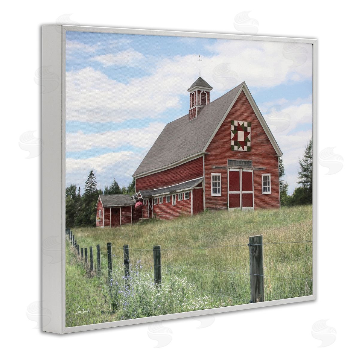 Rustic Barn Fence Posts White Frame Print Wall Art, Home Decor by Lori Deiter