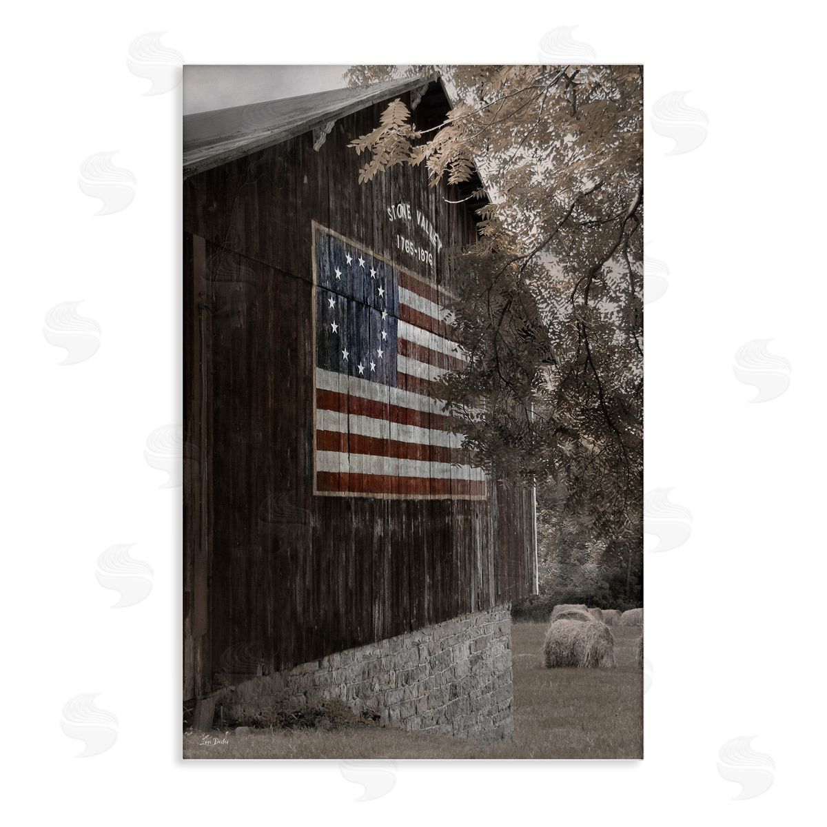 Colonial Flag on Barn Canvas Wall Art, Home Decor by Lori Deiter