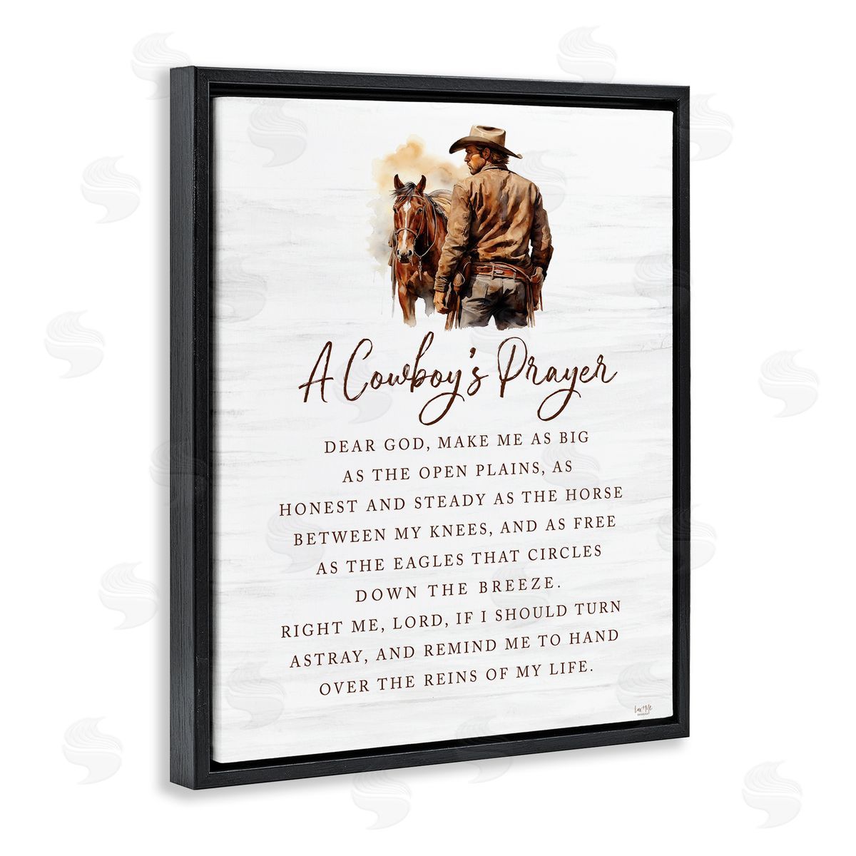 Heartfelt Cowboy's Prayer Black Floating Frame Canvas Wall Art, Home Decor by Lux + Me Designs