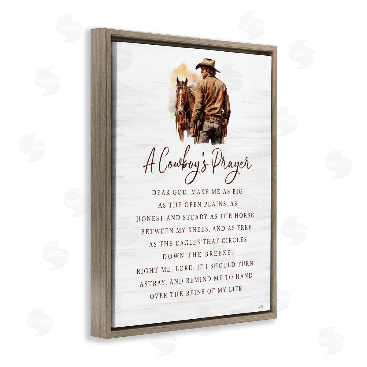 Heartfelt Cowboy's Prayer Brown Floating Frame Canvas Wall Art, Home Decor by Lux + Me Designs