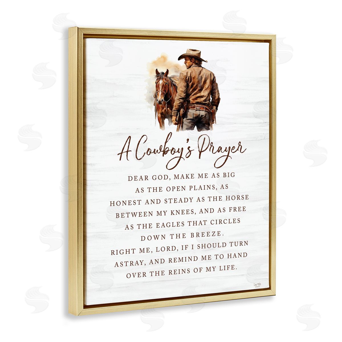 Heartfelt Cowboy's Prayer Gold Floating Frame Canvas Wall Art, Home Decor by Lux + Me Designs